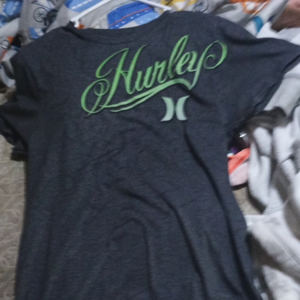 Hurley Gray T-Shirt with Green Logo
